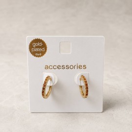گوشواره حلقه ای روکش طلا با نگین های نارنجی برند accessories