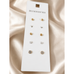 پک 5 عددی گوشواره میخی مرواریدی سفید و طلایی برند accessories