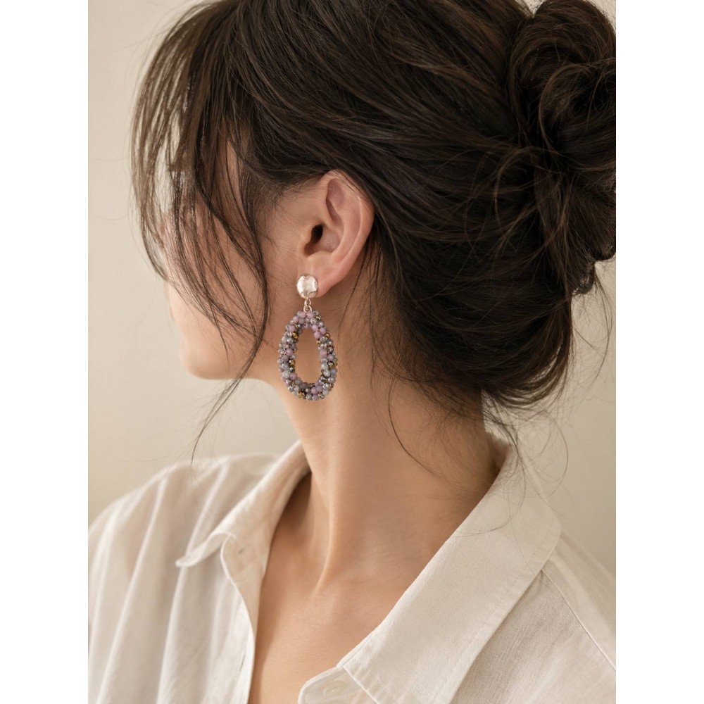 گوشواره اشکی مرواریدی کریستالی برند accessories
