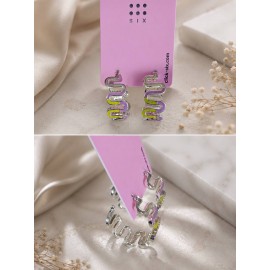 گوشواره نیم حلقه ای مارپیچ رنگی فانتزی برند six