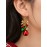 گوشواره کریسمسی زنانه مدل آویز زنگوله قرمز و سبز برند six