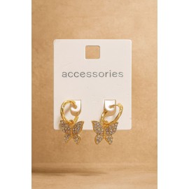گوشواره روکش طلا مدل پروانه فول نگین برند accessories