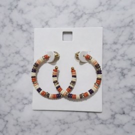 گوشواره نیم حلقه ای مهره ای رنگی