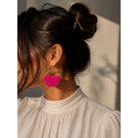 گوشواره حلقه ای حصیری صورتی دخترانه