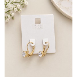 گوشواره ظریف طلایی با نگین درخشان زیرکونیا برند accessories