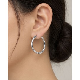 گوشواره حلقه ای نقره ای ساده دخترانه برند accessories