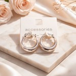 گوشواره حلقه ای استیل براق مینیمال و ضد حساسیت برند accessories