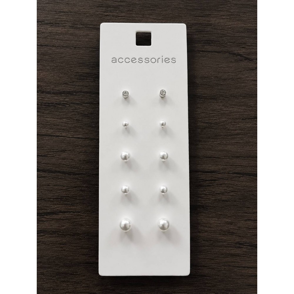 ست گوشواره میخی مرواریدی 5 جفتی دخترانه برند accessories