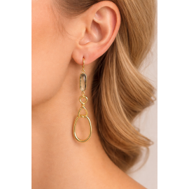 گوشواره آویز طلایی نگین دار روکش طلا برند TOSH