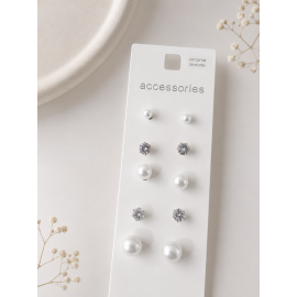 پک 5 عددی گوشواره میخی مرواریدی و نگینی برند accessories