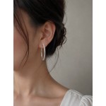 گوشواره نیم حلقه ای نقره ای نگین دار زنانه
