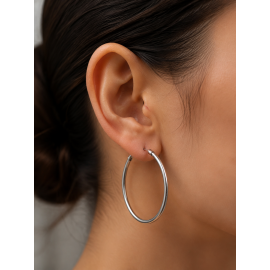 گوشواره حلقه ای نقره ای ساده زنانه