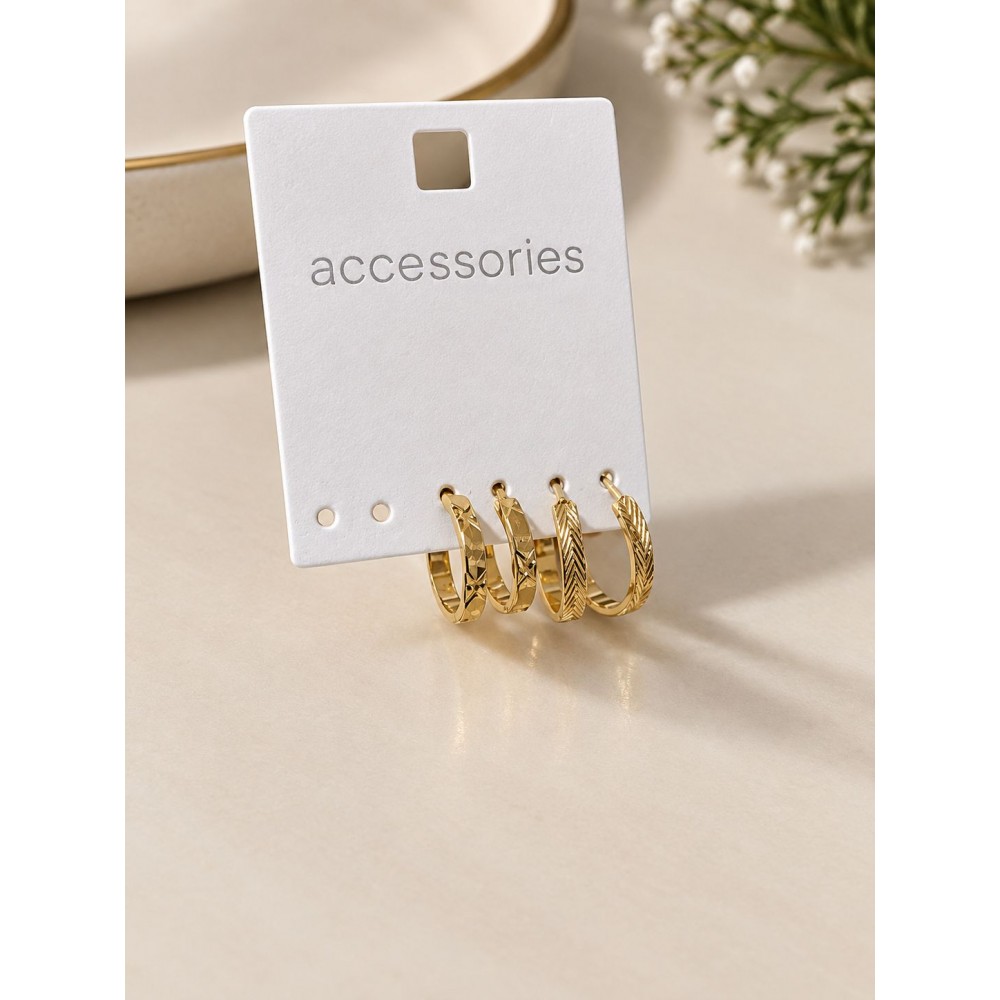 پک 2 جفتی گوشواره نیم حلقه ای طلایی برند accessories