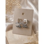 گوشواره حلقه ای آویز پلنگ نقره ای