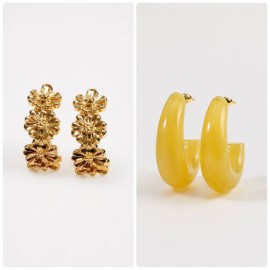 ست 2 جفتی گوشواره نیم حلقه ای طلایی و زرد فانتزی برند accessories