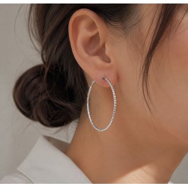 گوشواره حلقه ای نقره ای ساده زنانه