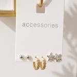 پک 3 جفتی گوشواره ضدحساسیت مدل میخی و حلقه ای برند accessories