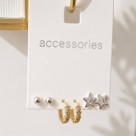 پک 3 جفتی گوشواره ضدحساسیت مدل میخی و حلقه ای برند accessories
