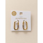 گوشواره دخترانه بیضی نگین دار روکش طلا برند accessories