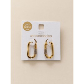 گوشواره دخترانه بیضی نگین دار روکش طلا برند accessories