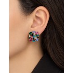 گوشواره میخی مجلسی جواهری چندرنگ برند accessories