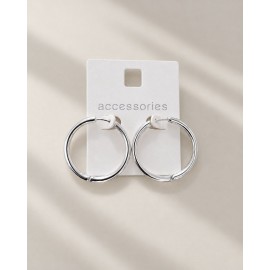 گوشواره حلقه ای نقره ای ساده دخترانه برند accessories