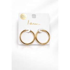 گوشواره حلقه ای ساده روکش طلا برند I am