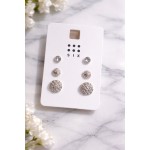 پک 3 عددی گوشواره میخی نقره ای نگینی برند six