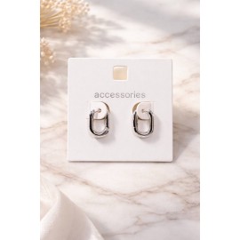 گوشواره بیضی کوچک نقره ای برند accessories