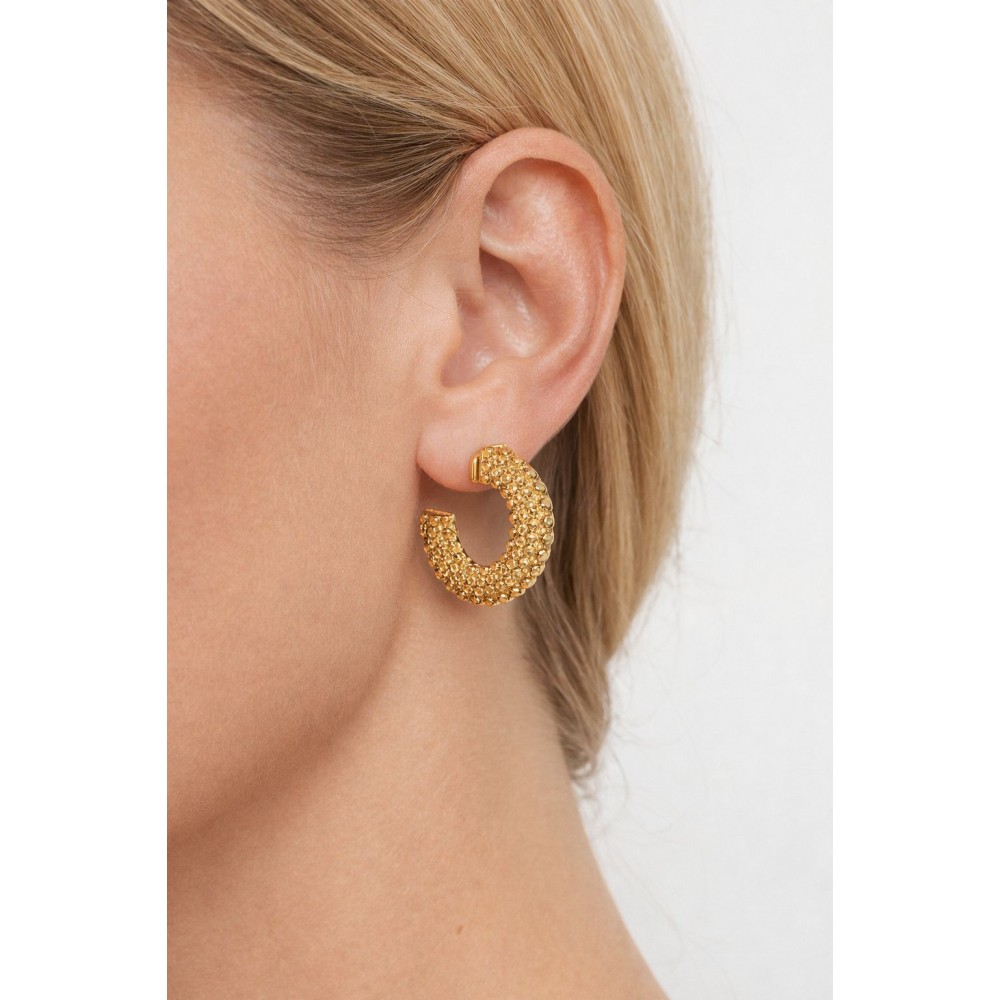 گوشواره روکش طلا نیم حلقه ای طرح برجسته برند accessories