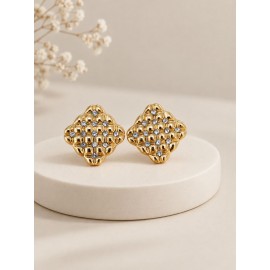 گوشواره مجلسی طلایی زنانه مدل مربعی نگین دار برند accessories