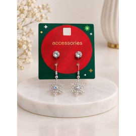 پک 2 جفتی گوشواره میخی نگینی و آویز مدل دانه برف برند accessories
