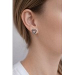 گوشواره میخی قلب روکش نقره با نگین های آبی برند I am