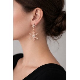 گوشواره طرح دانه برف فول نگین برند I am