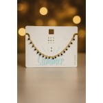 پابند طلایی رنگ ثابت با آویز مروارید های مشکی برند six