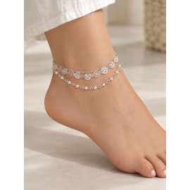 پابند زنانه سه ردیفه نقره ای مرواریدی برند accessories