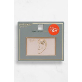 پیرسینگ گوش طرح سه نگین درخشان روکش طلا