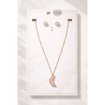 نیم ست ظریف طلایی سنگ کوارتز صورتی طرح ماه